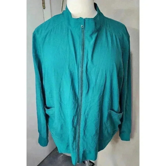 Cherokee Scrubs IFLEX Women's Medical Zip Front Warm Up Jacket Only Green 4XL - Picture 1 of 5
